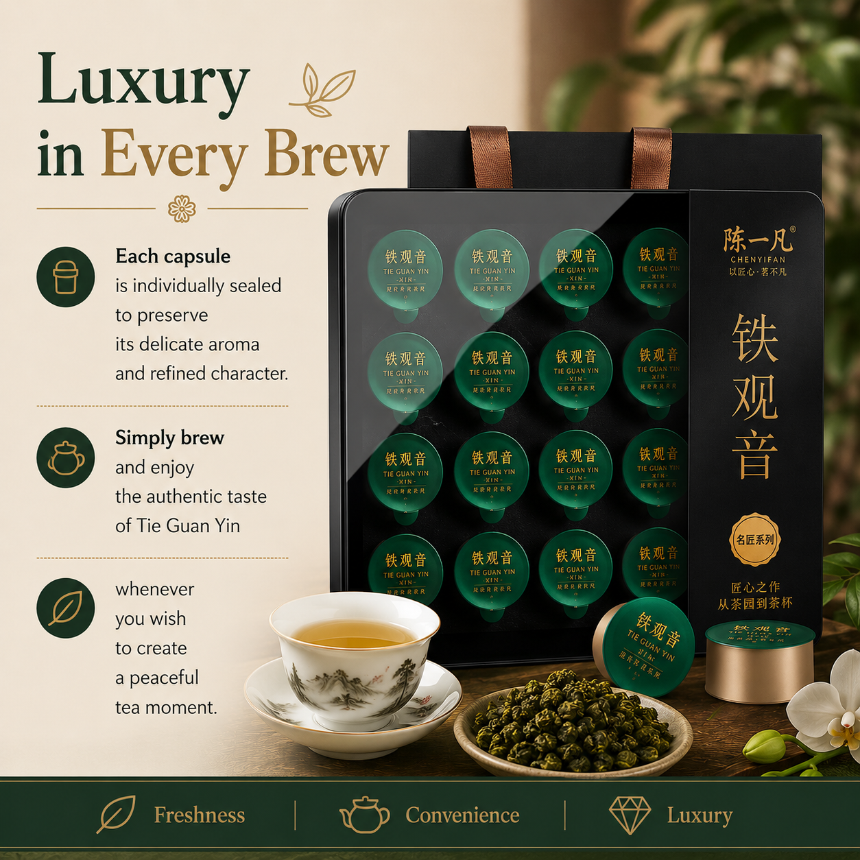 Premium Tie Guan Yin Tea Pods Gift Box