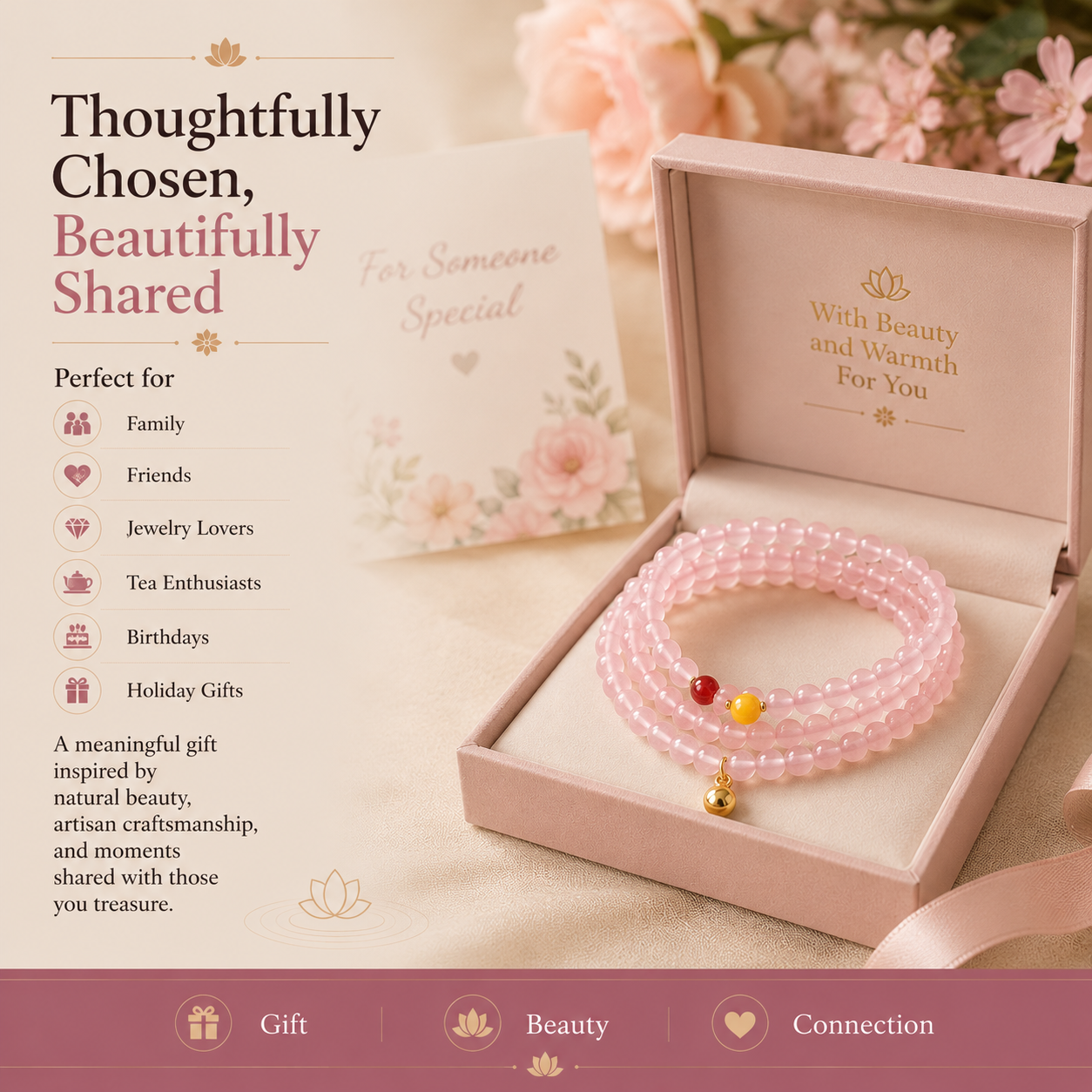 Pink Jade Multi-Wrap Bracelet