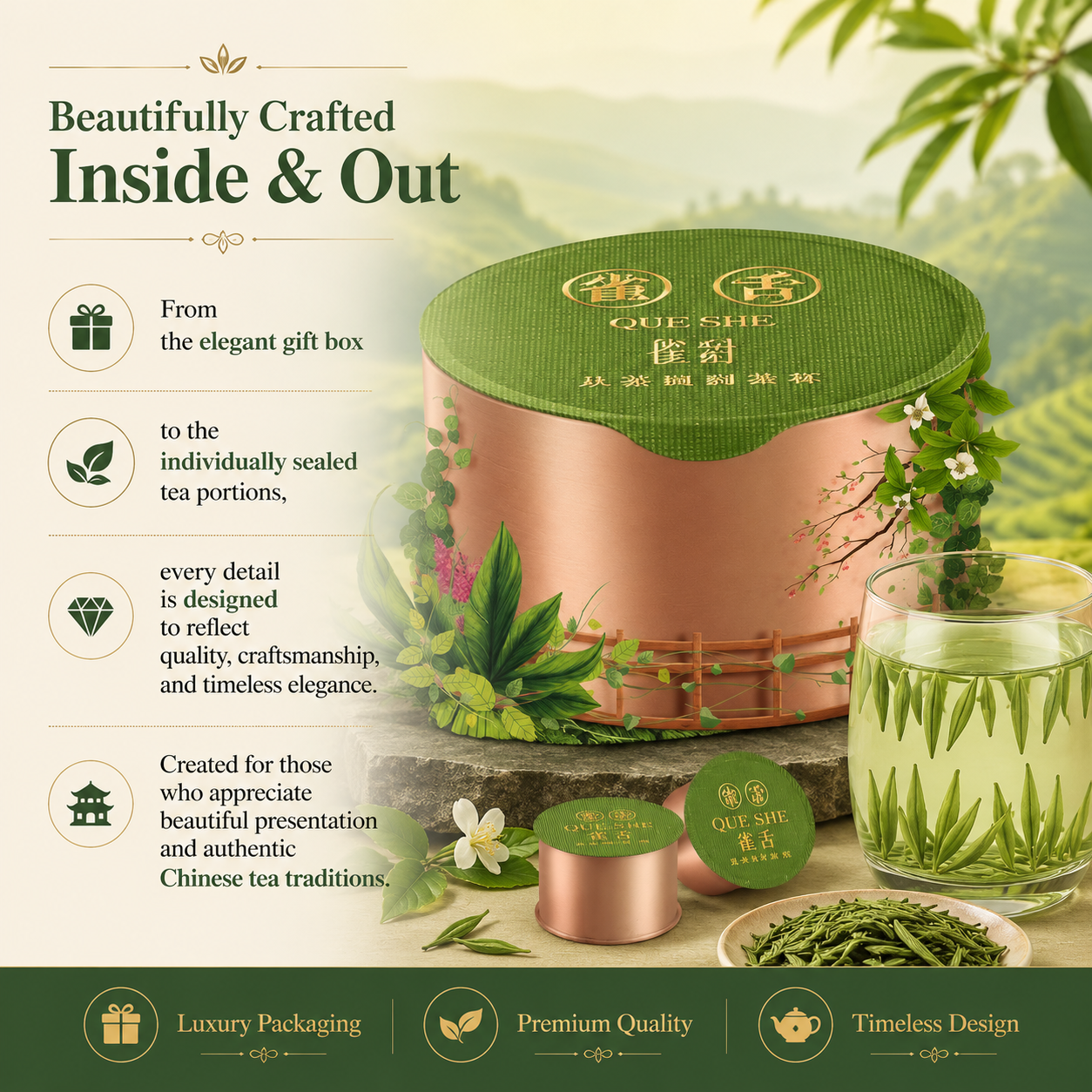 Premium Que She Green Tea Pods Gift Box