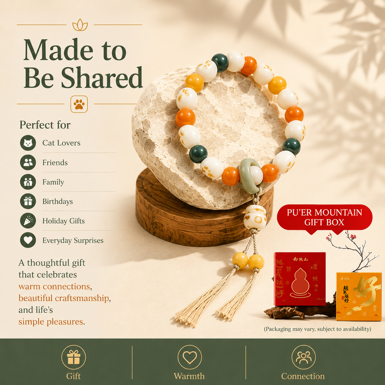 Fortune Cat Paw Ceramic Bracelet