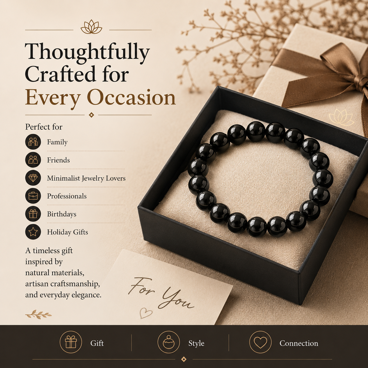 Natural Black Obsidian Bracelet