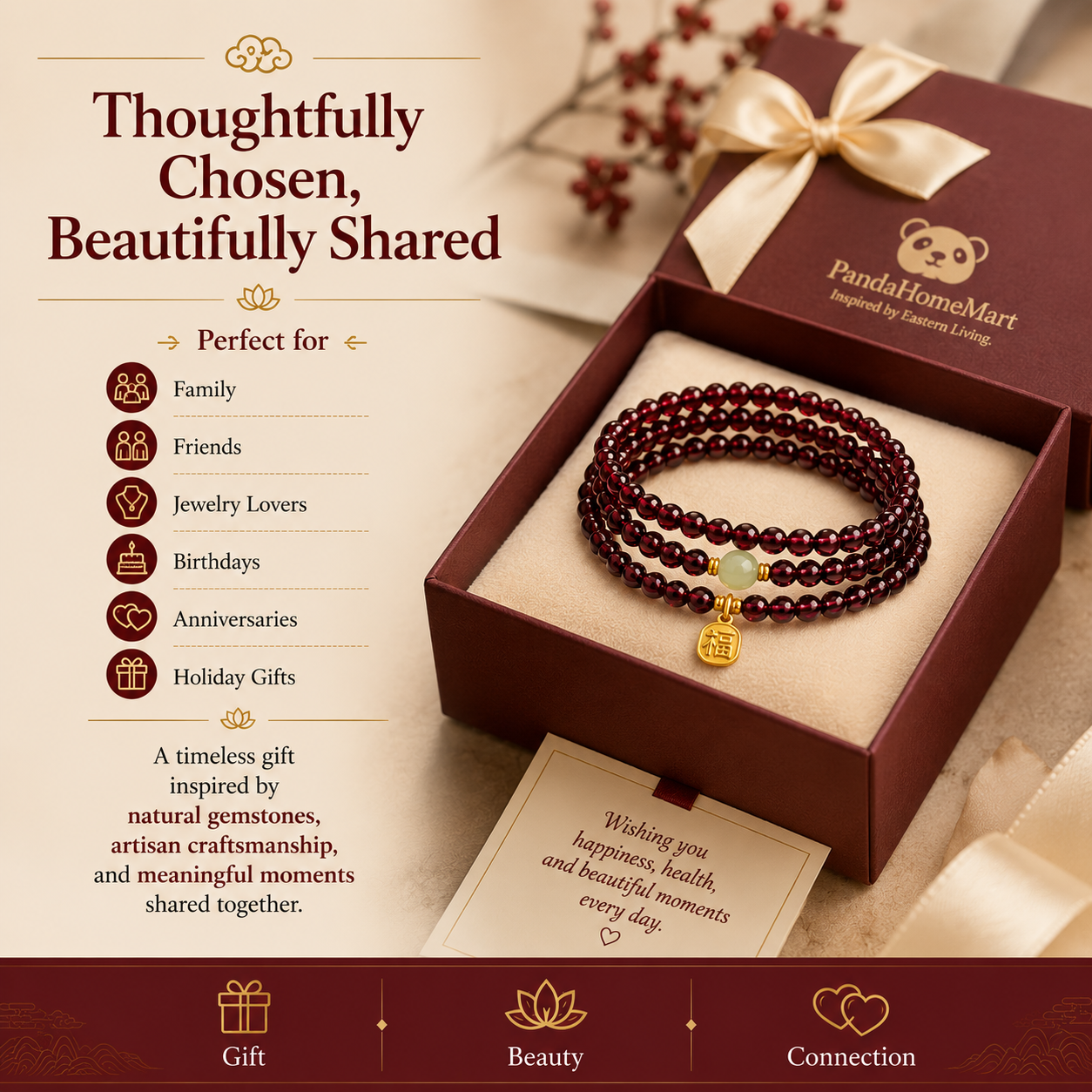Red Garnet Meditation Mala Bracelet