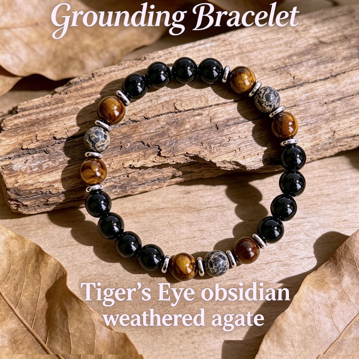 Root Chakra Grounding Bracelet™ | Tiger's Eye, Obsidian & Agate Crystal Bracelet