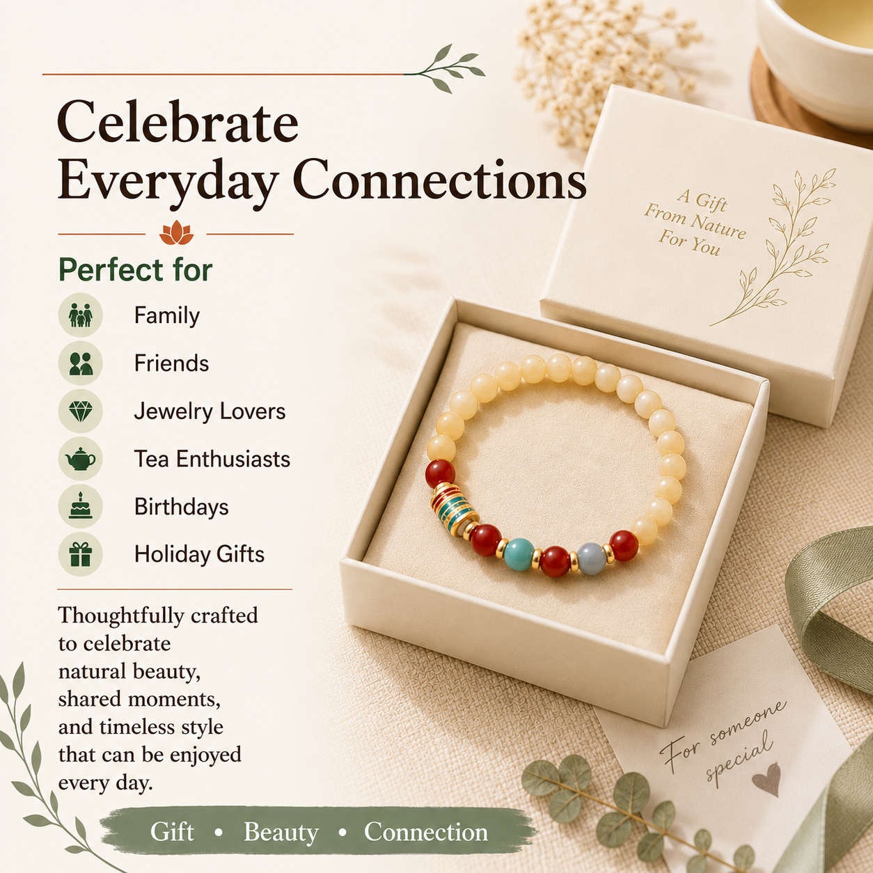 Honey Amber-Inspired & Sandalwood Bracelet