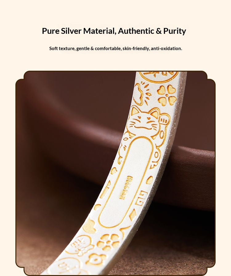 Eternal Bloom™ Floral Bangle | Timeless Oriental Luxury Silver Jewelry
