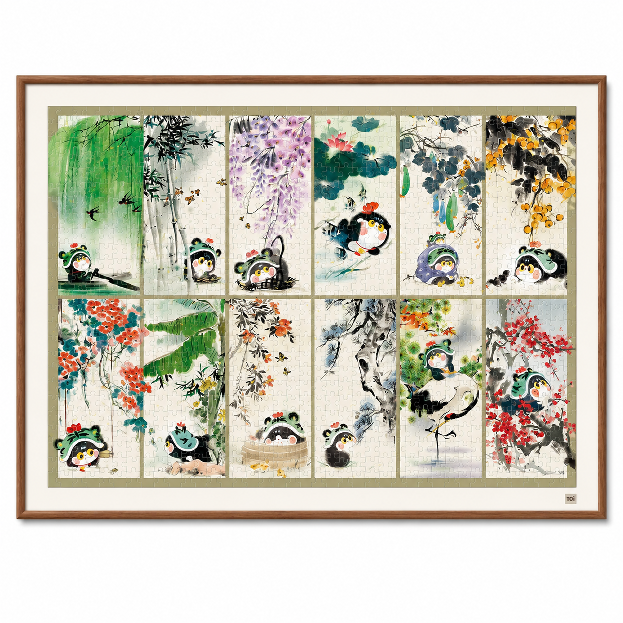 Twelve Leisure Cats Jigsaw Puzzle – Chinese Ink Painting Cat Puzzle, Oriental Four Seasons Wall Art, Cozy Healing Puzzle Gift For Adults