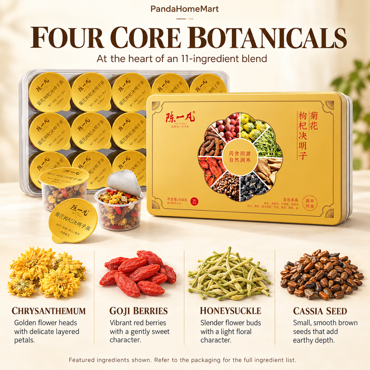Chrysanthemum, Goji & Cassia Seed Tea Pods™ — 30 Pods