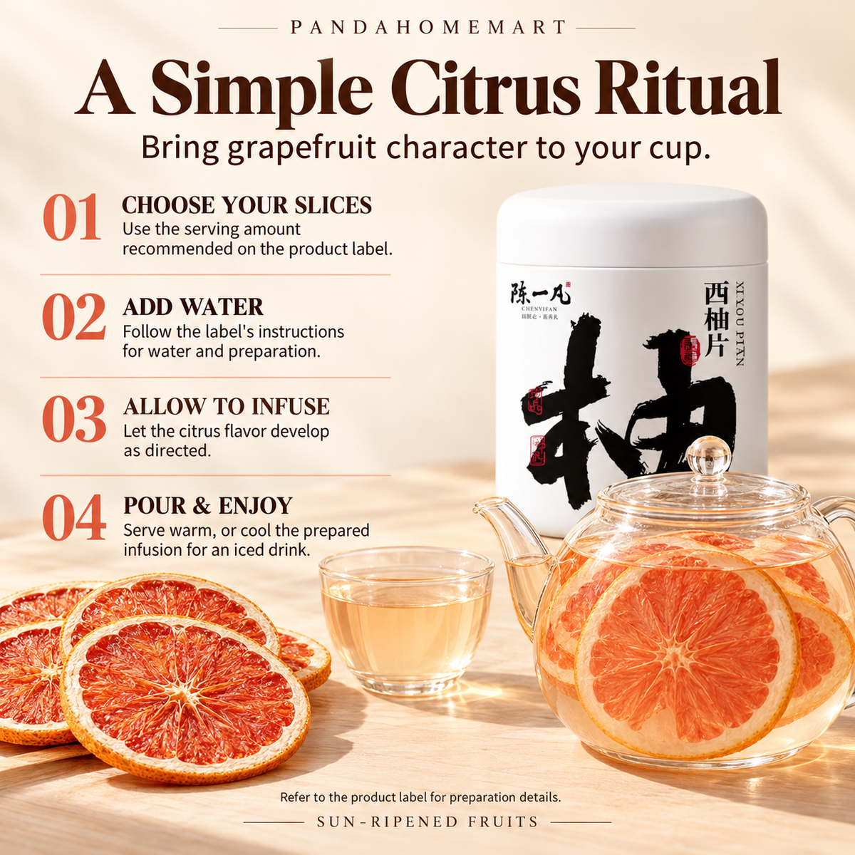 Dried Grapefruit Slices for Warm and Chilled Infusions