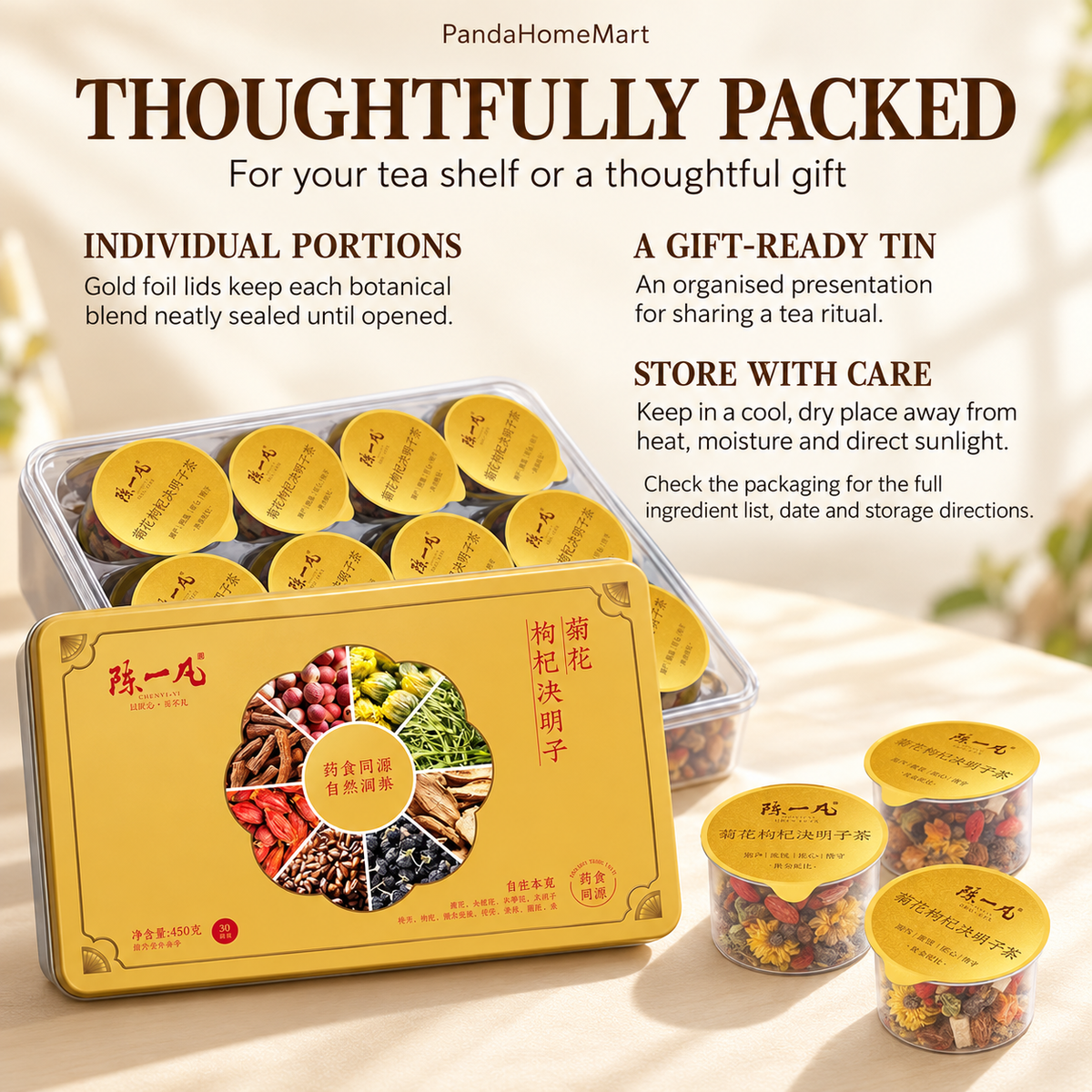 Chrysanthemum, Goji & Cassia Seed Tea Pods™ — 30 Pods