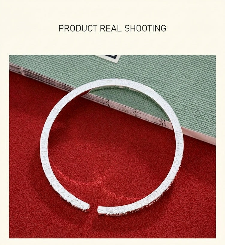 Fortune Blessing™ 999.9 Pure Silver Bangle | Prosperity & Good Fortune Bracelet