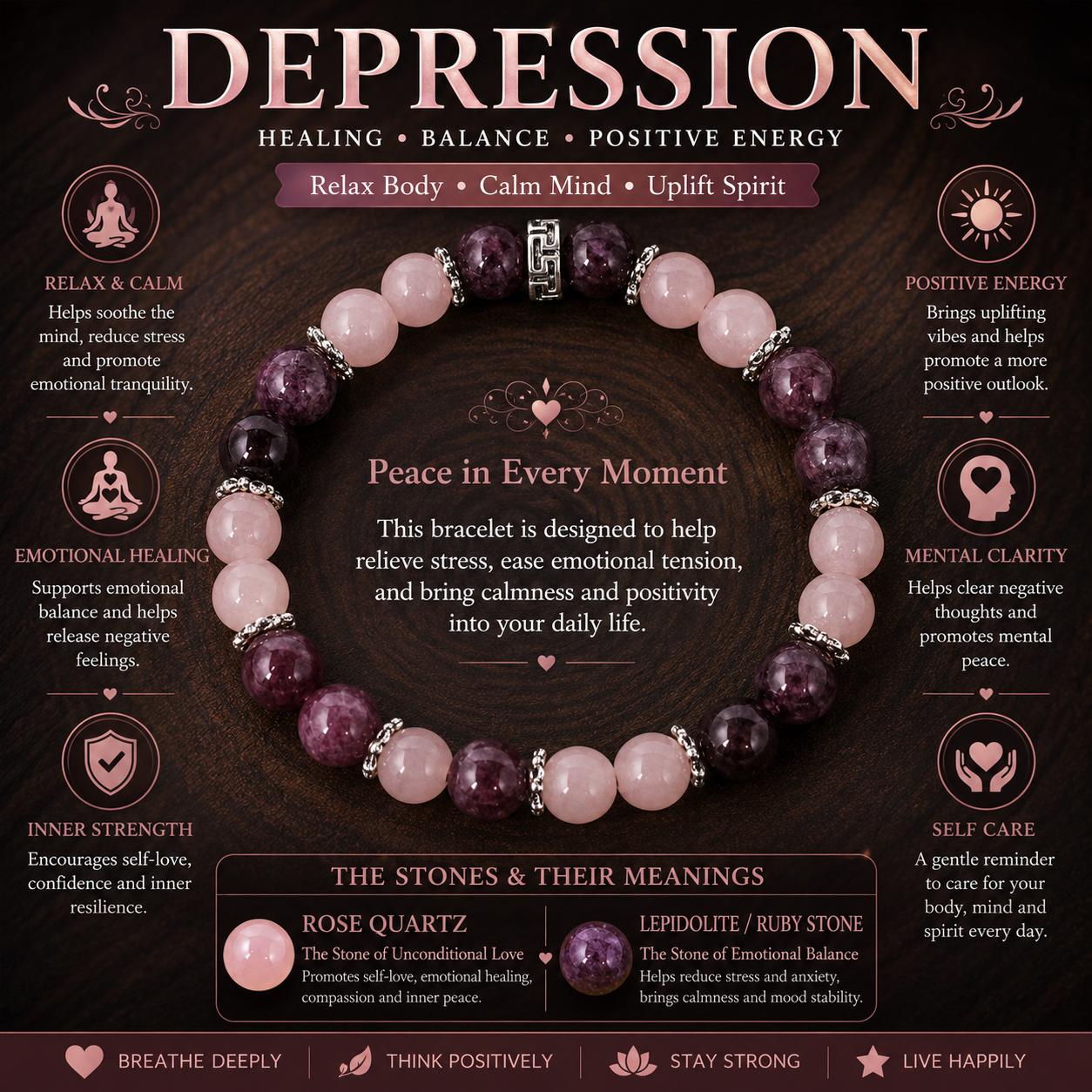Rose Harmony Wellness Bracelet™ | Self-Love & Emotional Balance Bracelet
