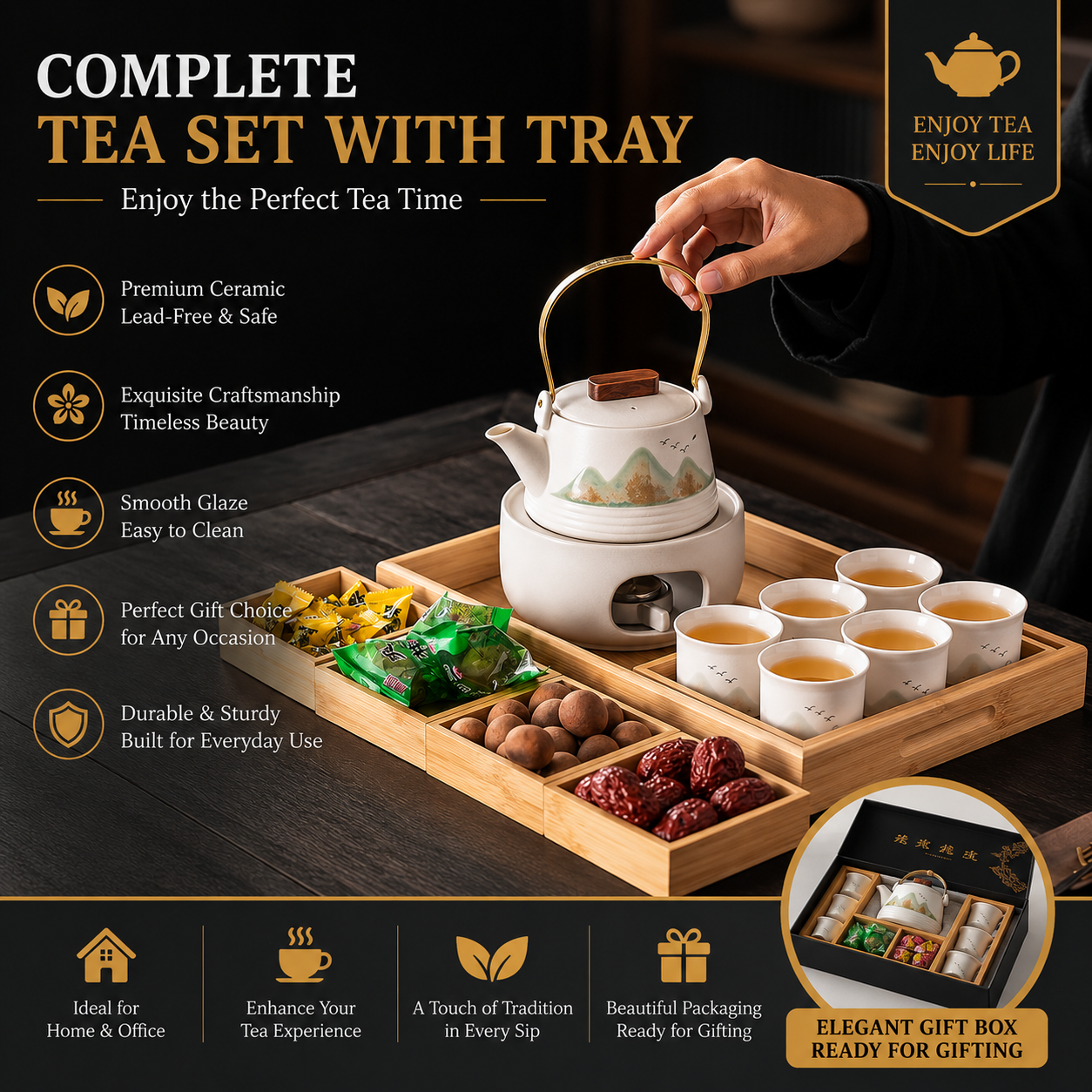 Mountain Serenity Warming Tea Set | Ceramic Tea Gift Set