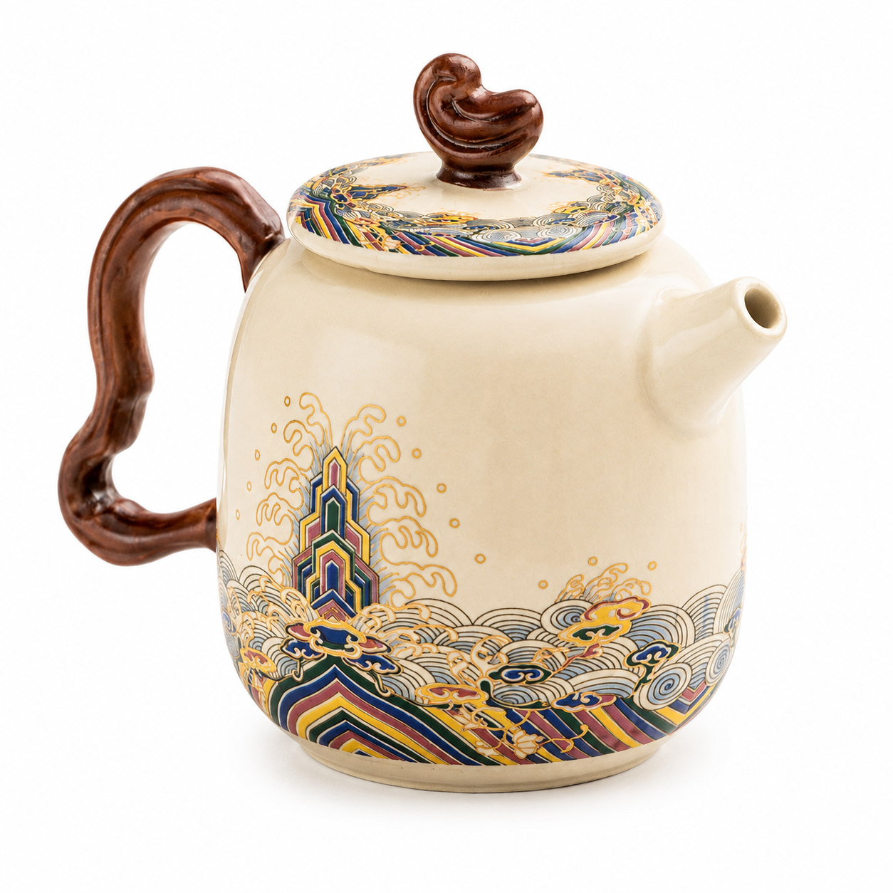 Imperial Harmony Ceramic Teapot™ Traditional Chinese Teapot with Hand-Painted Palace Art