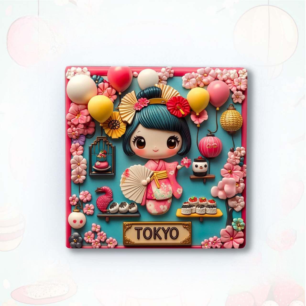 Japan Timeless Treasures Fridge Magnet Collection™ (Set of 5) Tokyo • Kyoto • Nagasaki • Japanese Sushi • Modern Kawaii Culture