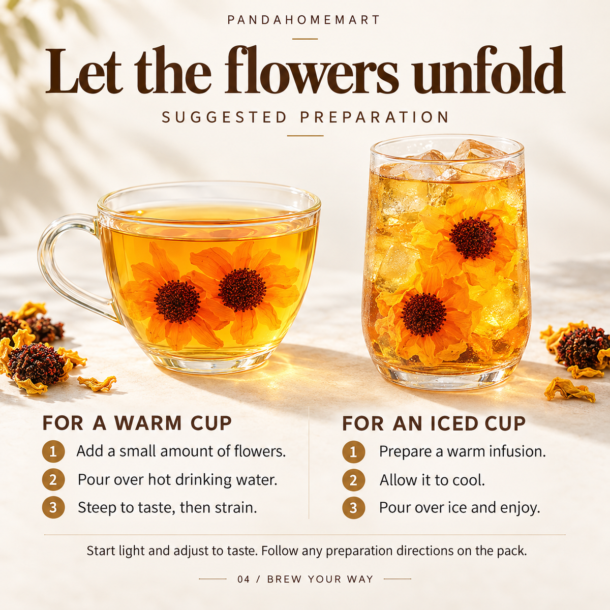 PandaHomeMart Kunlun Snow Chrysanthemum Tea 45g Black and Gold Canister