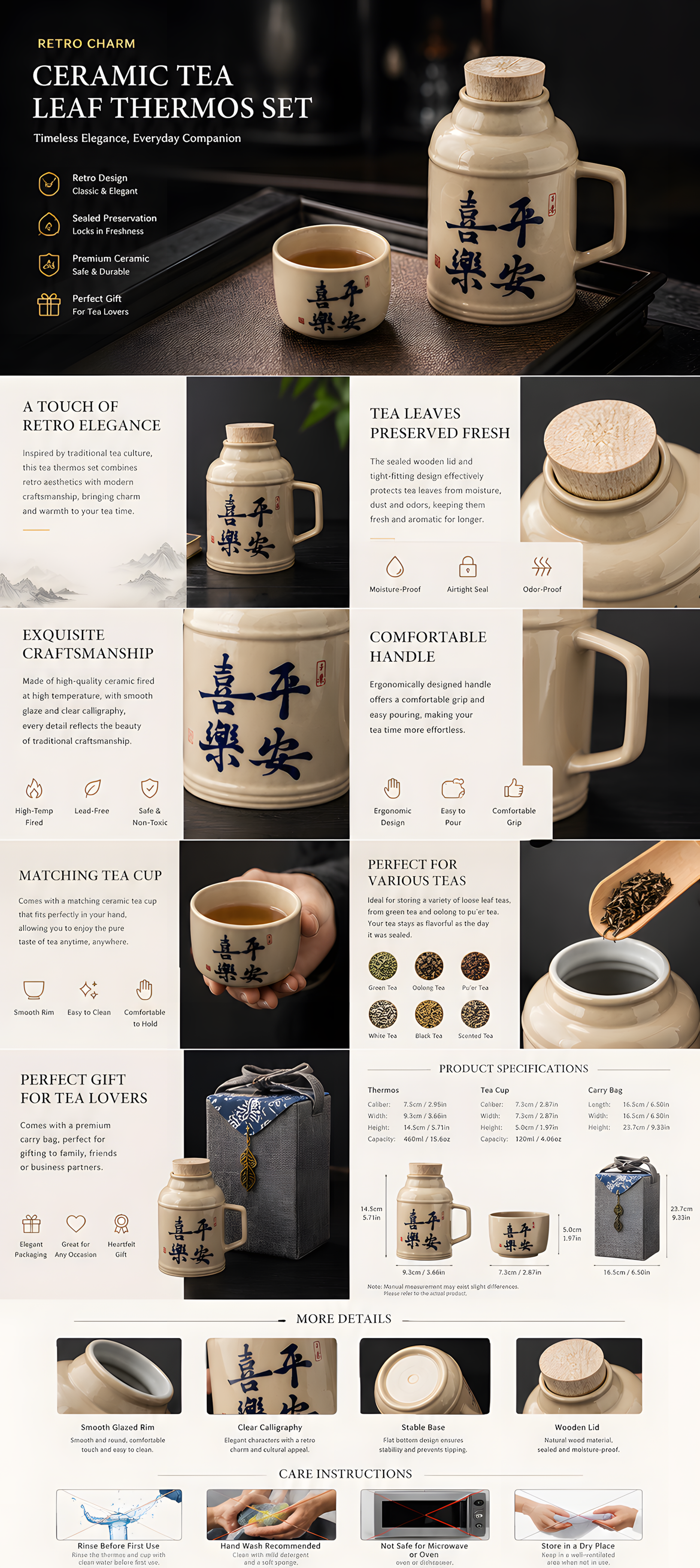 Harmony Blessing Tea Flask Set™ – Ceramic Tea Bottle with Matching Cup