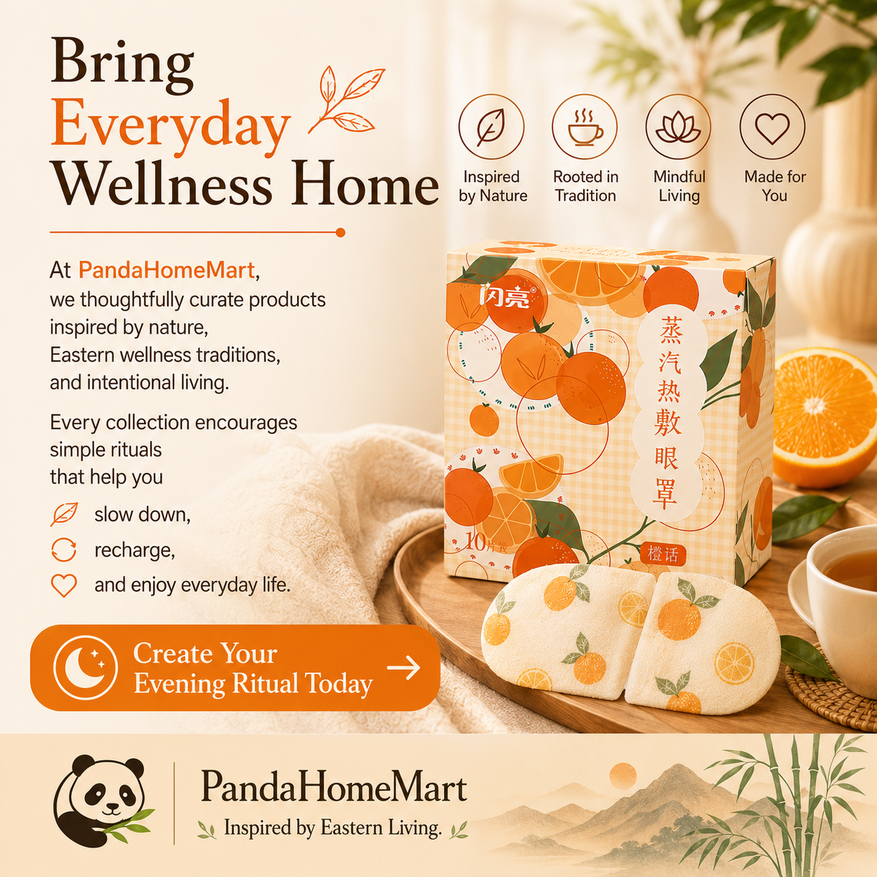 Orange Wellness Steam Eye Mask Collection – Warm Eye SPA For Relaxation, Renewal & Mindful Living