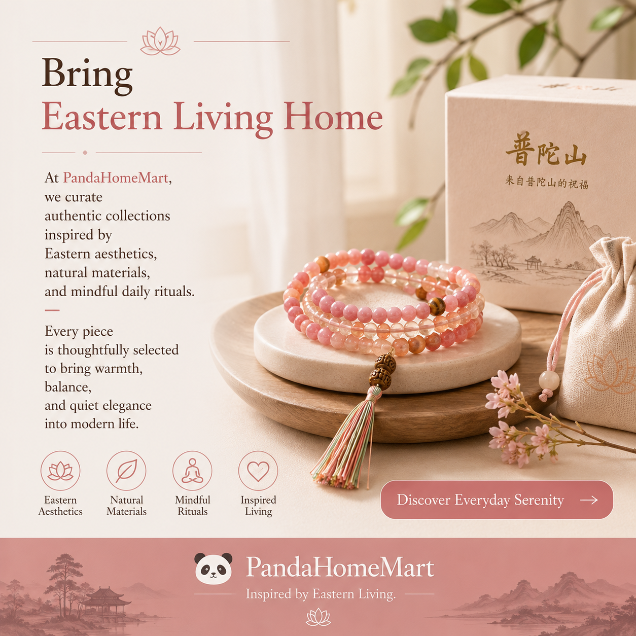 Pink Crystal Meditation Mala Bracelet