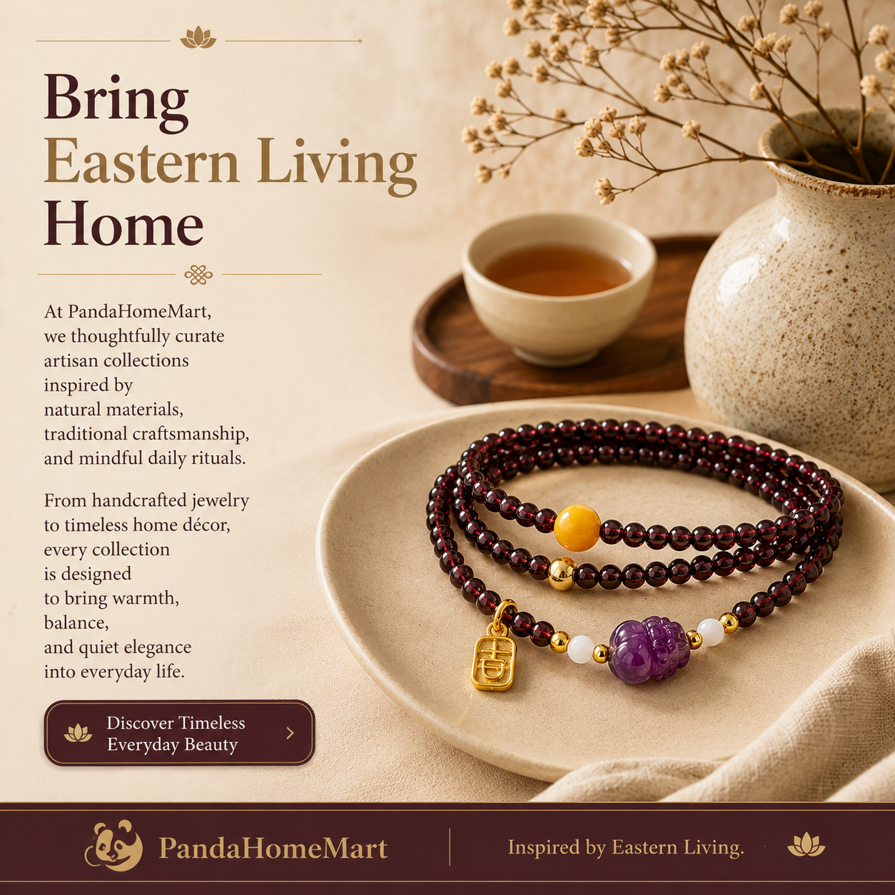 Red Garnet Fortune Mala Bracelet