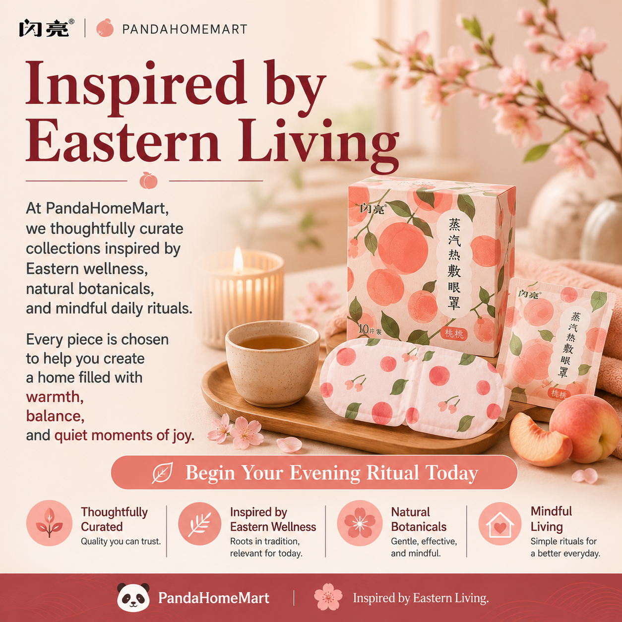 Peach Wellness Steam Eye Mask Collection – Warm Eye SPA For Relaxation, Bedtime Comfort & Mindful Living