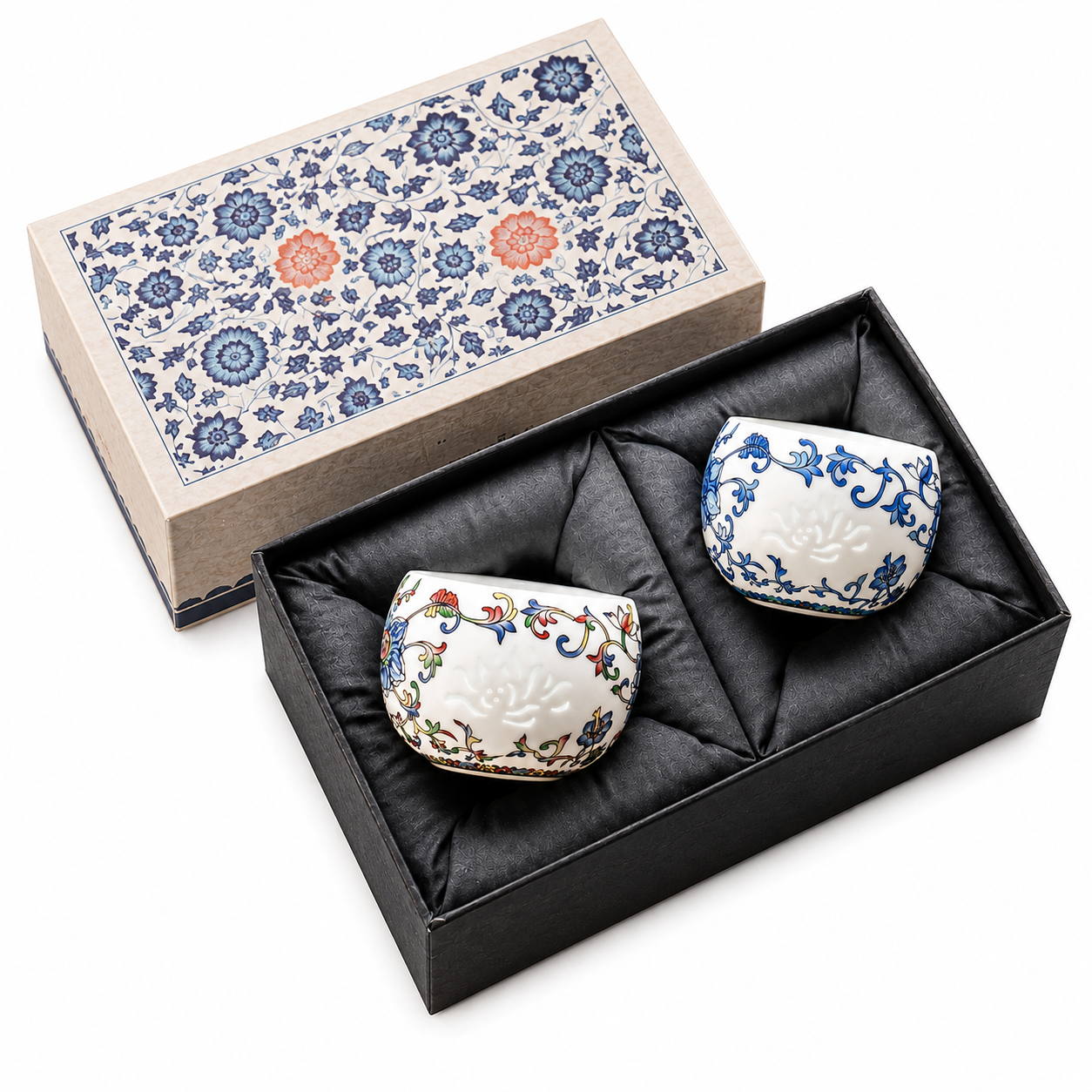 Blue & White Elegance Porcelain Tea Cup Gift Set™ – Luxury Floral Tea Cups with Gift Box