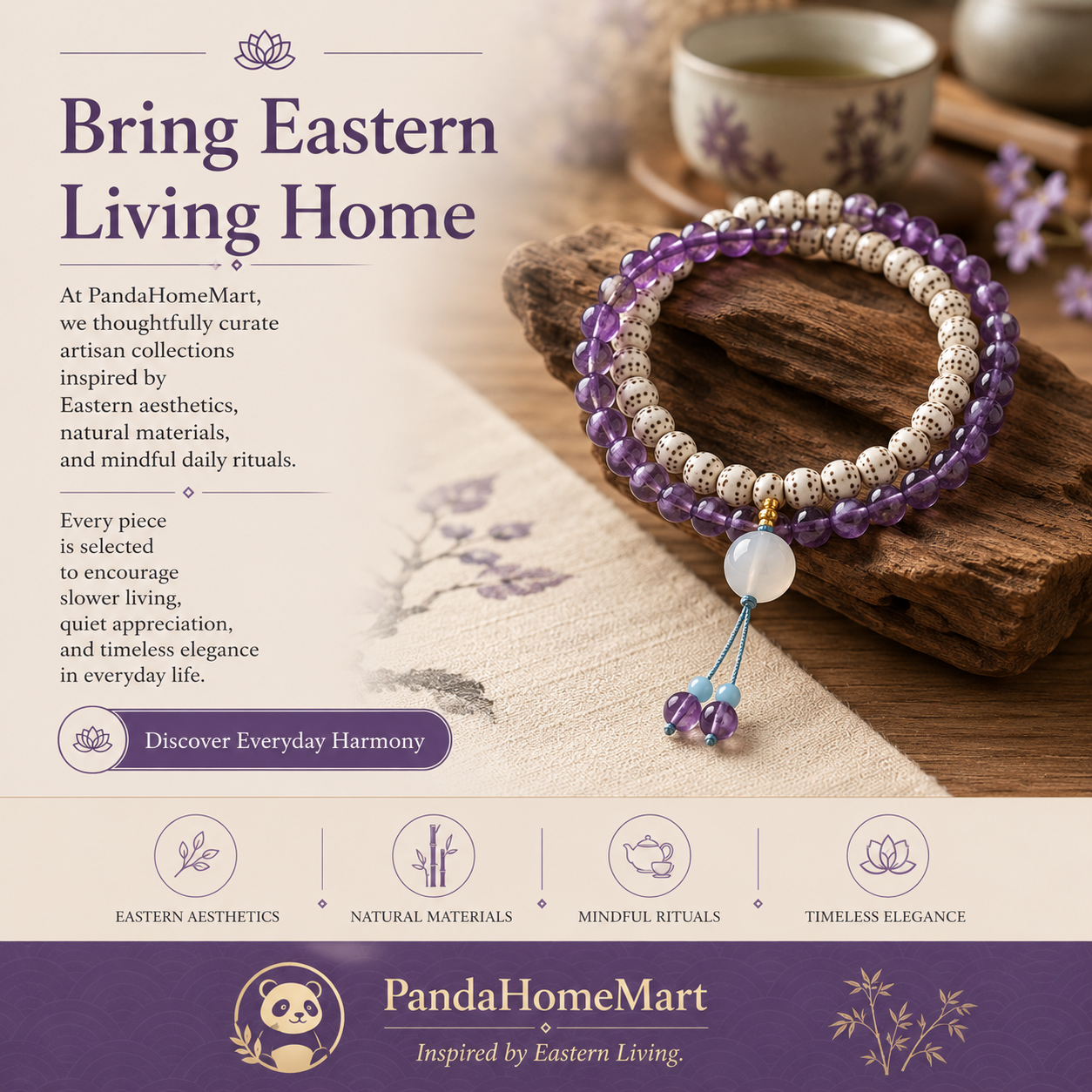 Amethyst & Bodhi Seed Meditation Mala