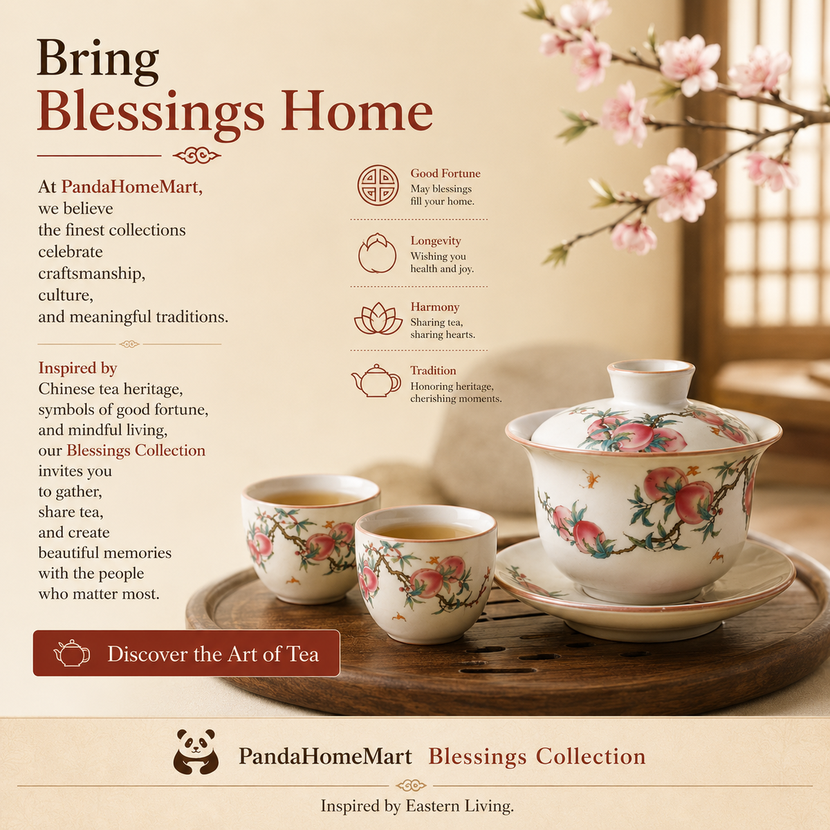 Peach Blossom Porcelain Gaiwan Tea Set™