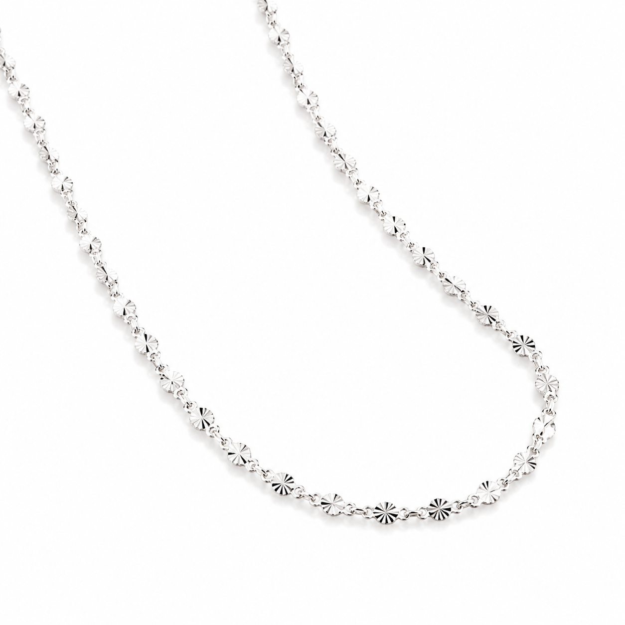 925 Sterling Silver Sparkle Chain Necklace – Minimalist Oriental Jewelry, Elegant Layering Chain, Lightweight Luxury Silver Necklace