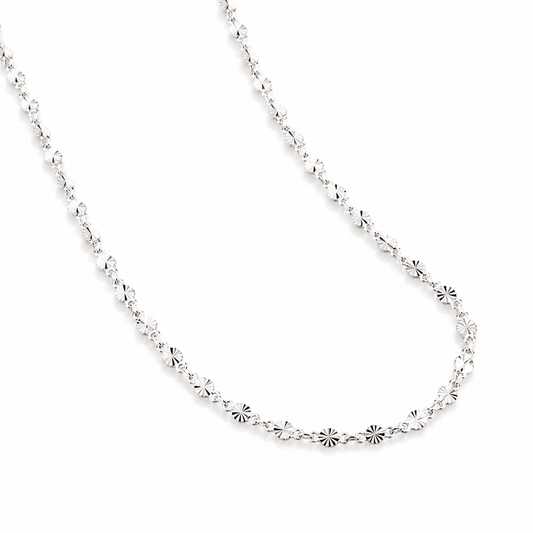 925 Sterling Silver Sparkle Chain Necklace – Minimalist Oriental Jewelry, Elegant Layering Chain, Lightweight Luxury Silver Necklace