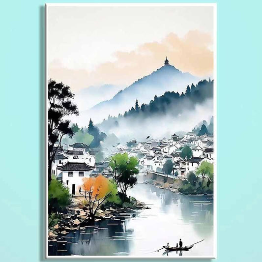 Jiangnan Water Town Wooden Puzzle – Chinese Landscape Art Jigsaw, Oriental Healing Puzzle Decor for Adults & Teens JN006