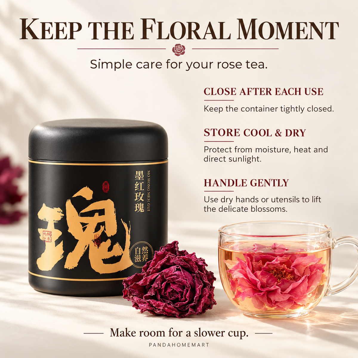 PandaHomeMart Mo Hong Rose Tea 25g Containe