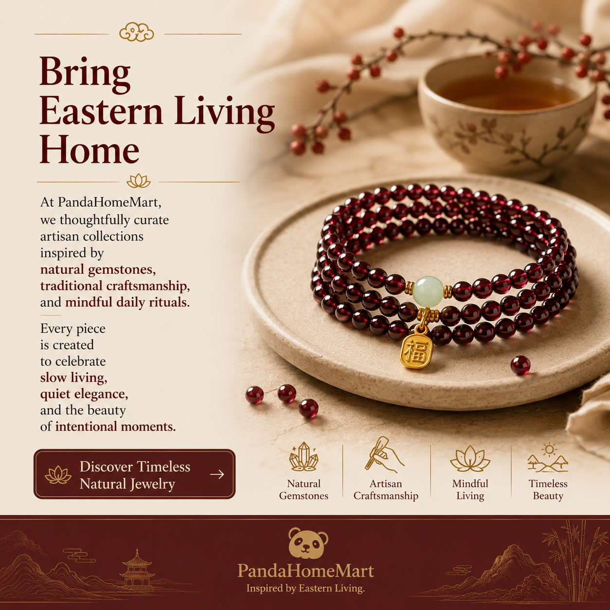 Red Garnet Meditation Mala Bracelet