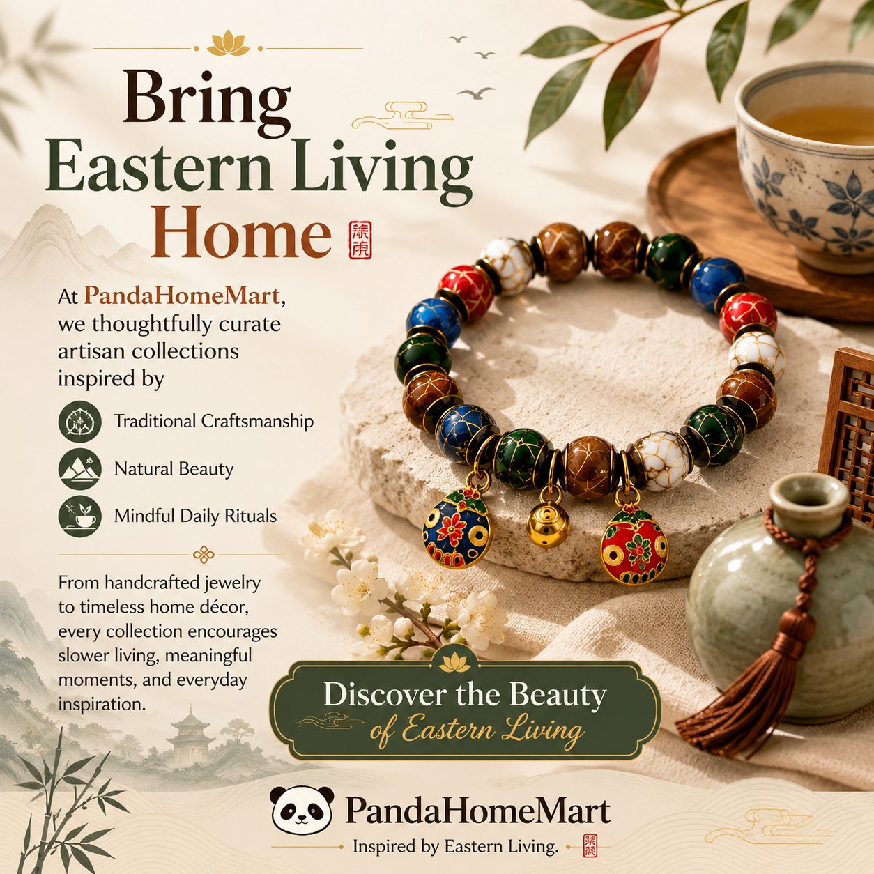 Five-Color Glazed Bead Bracelet