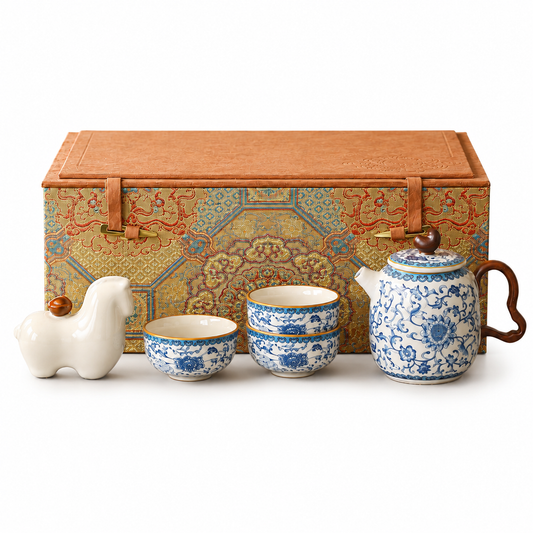 Blue & White Prosperity Gongfu Tea Set™ | Chinese Porcelain Tea Gift Set