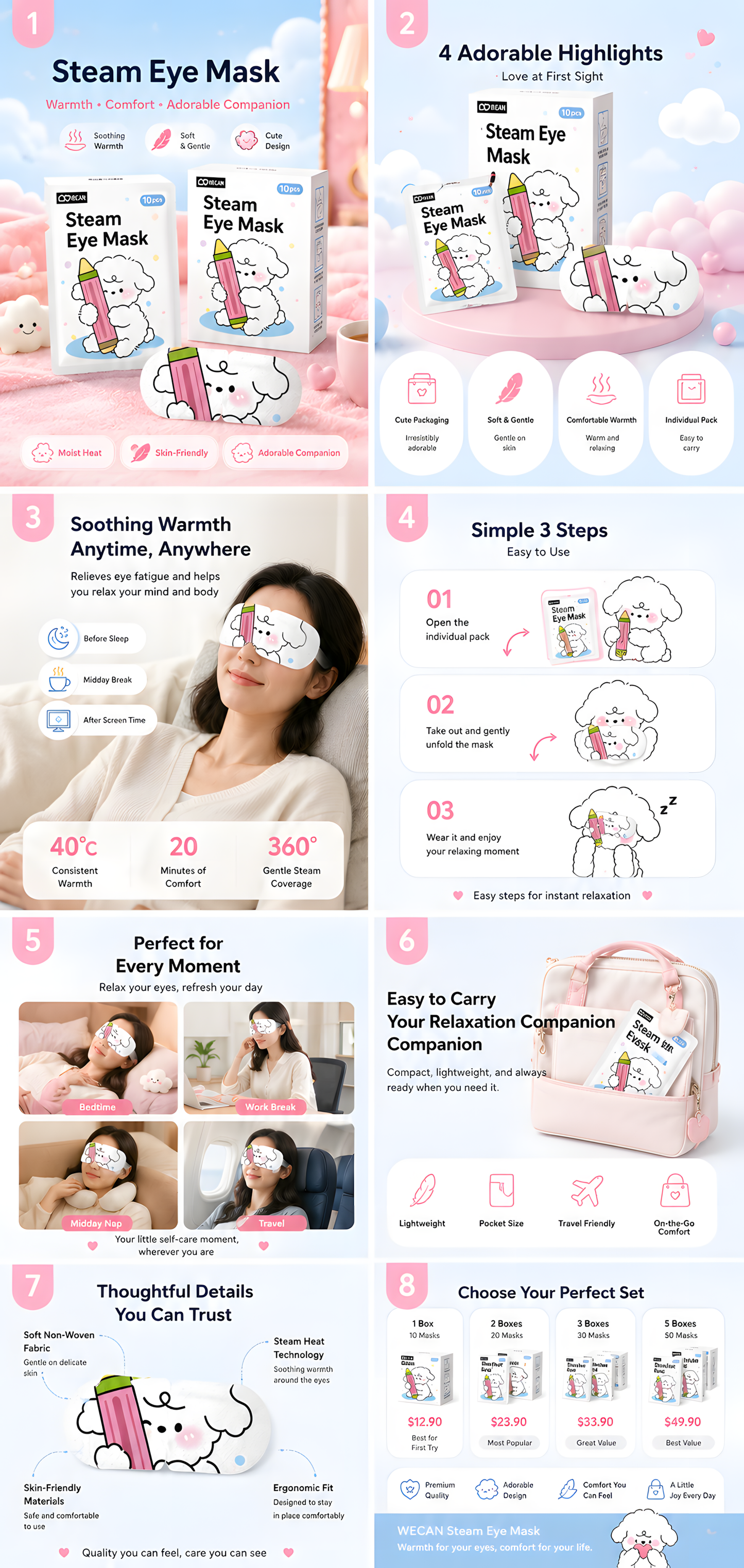 Cozy Dreams Wellness Steam Eye Mask – Self-Heating Eye Mask for Relaxation, Sleep & Digital Eye Comfort