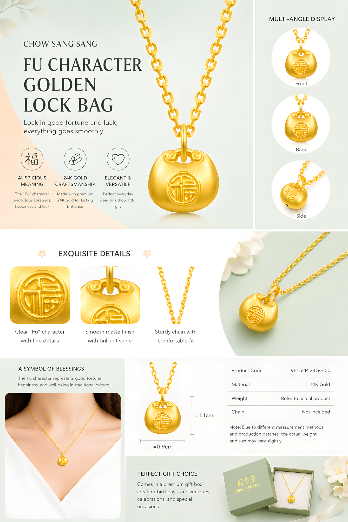 24K Gold Lucky Wulu Pendant – Oriental Prosperity & Wealth Charm Jewelry