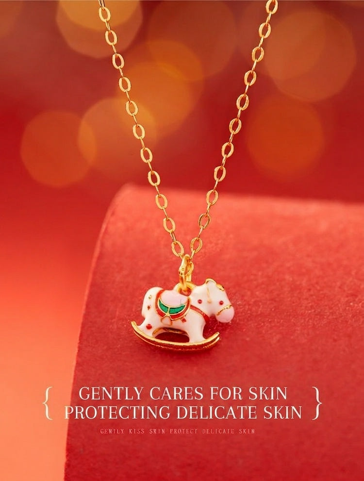 Lucky Tang Horse™ Necklace – 925 Sterling Silver Enamel Lucky Horse Charm