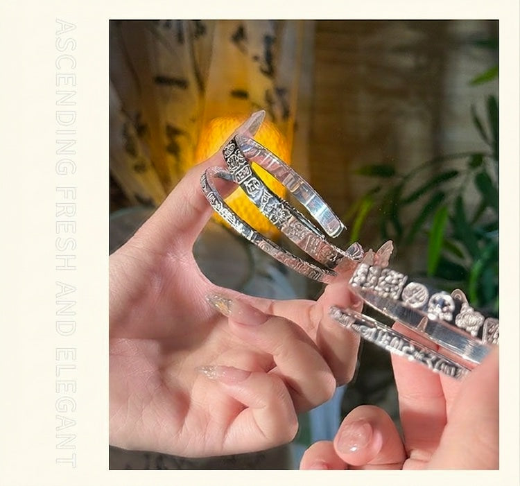 Fortune Blessing™ 999.9 Pure Silver Bangle | Prosperity & Good Fortune Bracelet