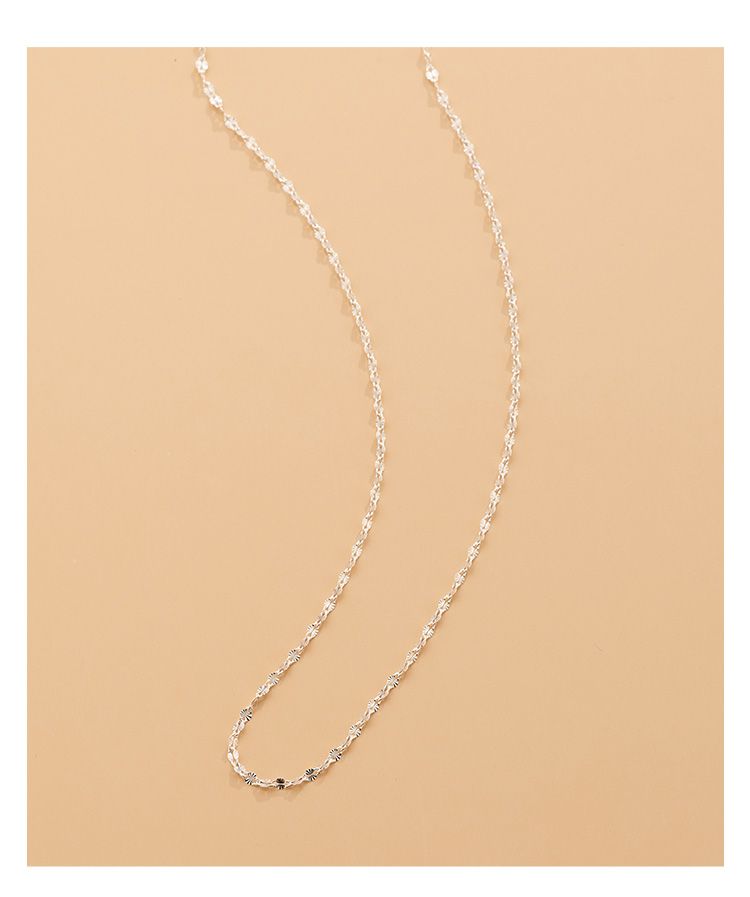 925 Sterling Silver Sparkle Chain Necklace – Minimalist Oriental Jewelry, Elegant Layering Chain, Lightweight Luxury Silver Necklace