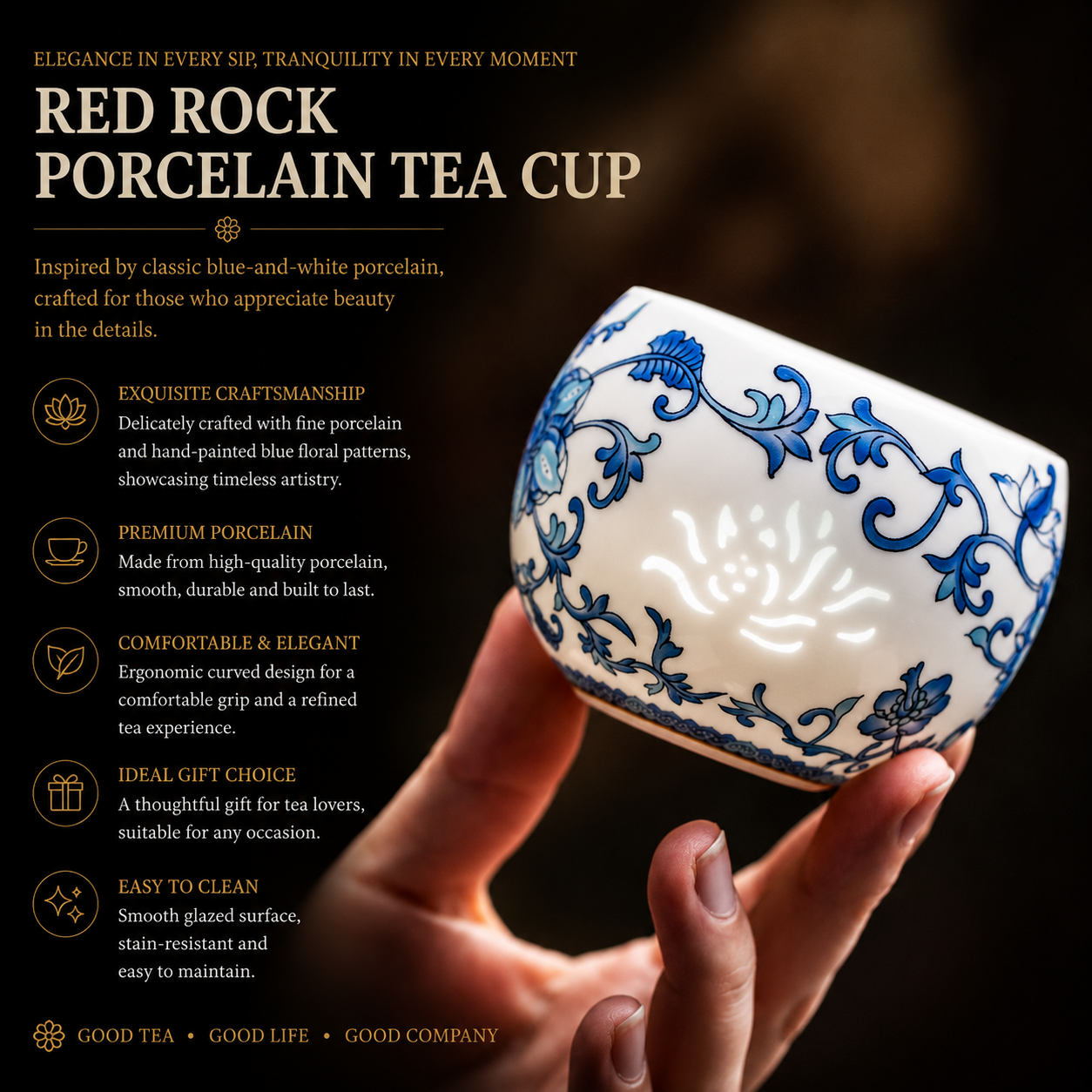 Blue & White Lotus Porcelain Tea Cup™ – Handmade Chinese Ceramic Teacup for Gongfu Tea