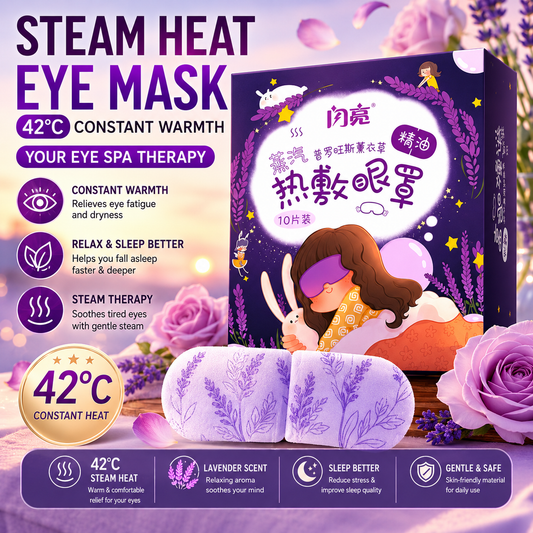 Lavender Steam Eye Mask – Self Heating Sleep Eye Mask for Eye Fatigue Relief, Relaxation & Nighttime Emotional Wellness