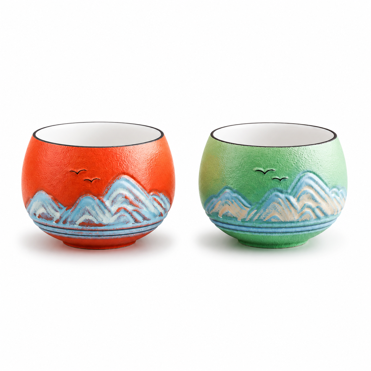 Mountain Harmony Ceramic Tea Cup Gift Set | Premium Chinese Tea Cups