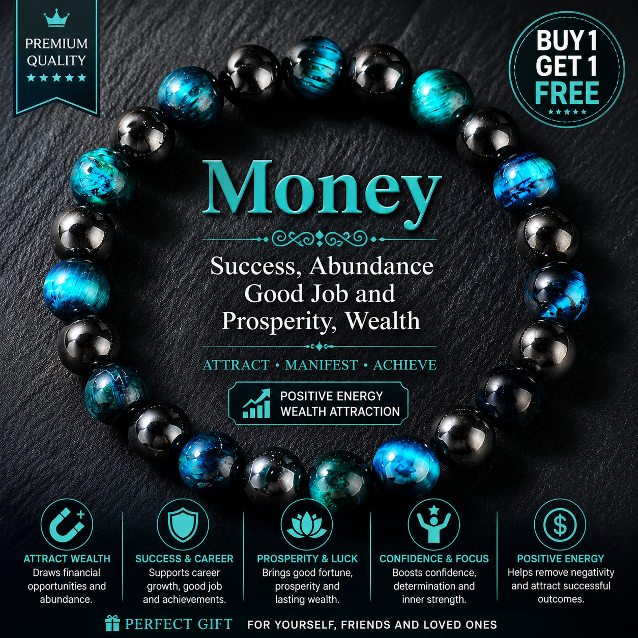 Blue Prosperity Bracelet™ | Wealth & Success Crystal Energy Bracelet