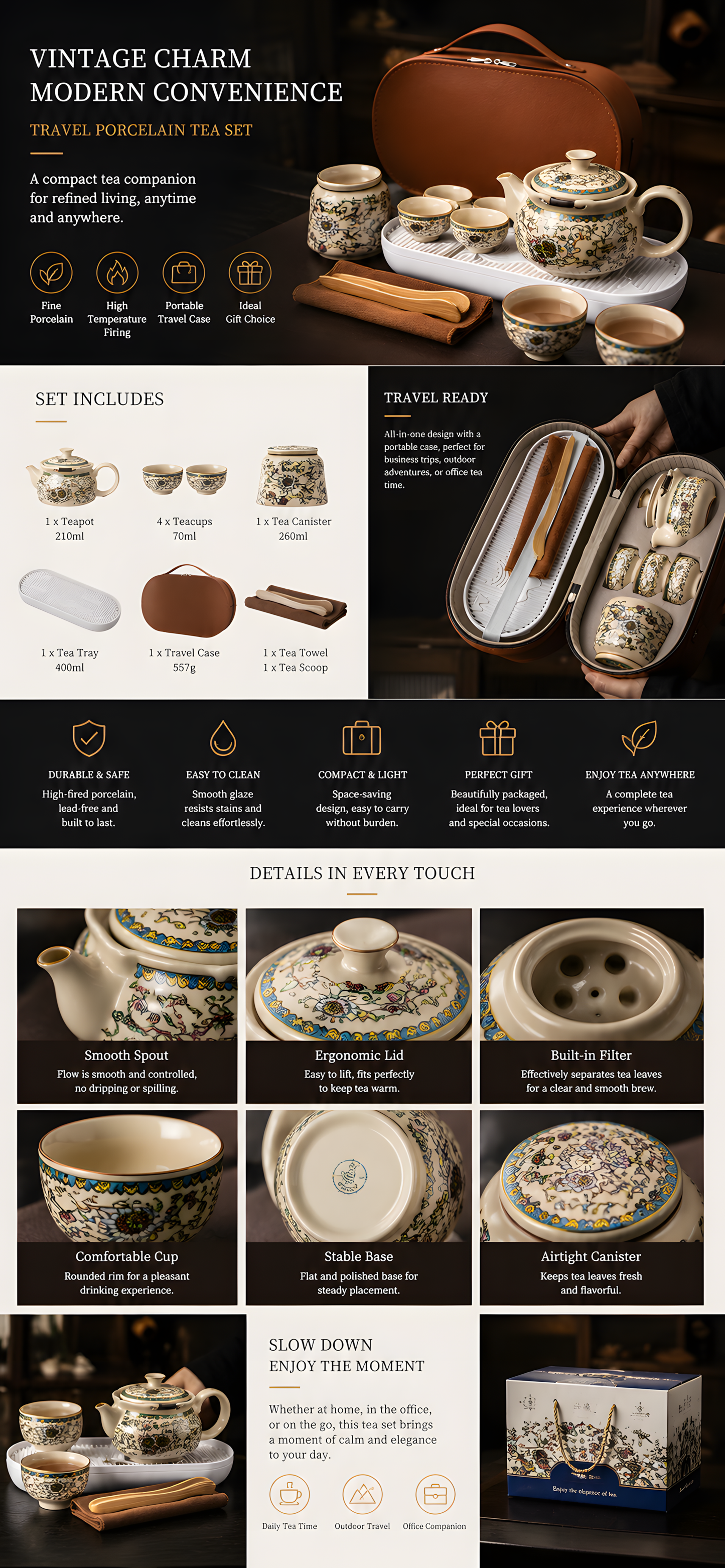 Imperial Blossom Travel Tea Ceremony Set™ Portable Chinese Gongfu Tea Set with Travel Case