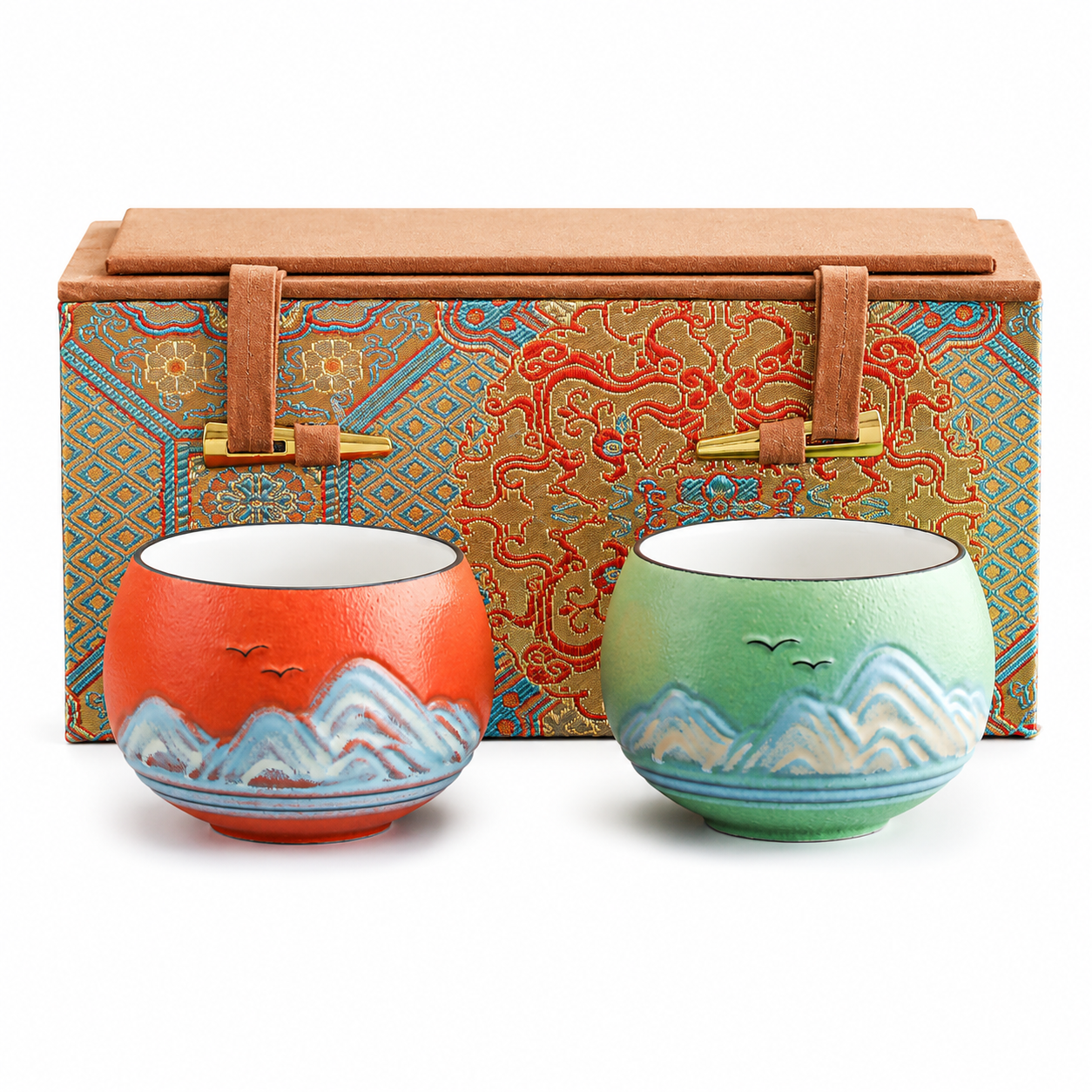 Mountain Harmony Ceramic Tea Cup Gift Set | Premium Chinese Tea Cups