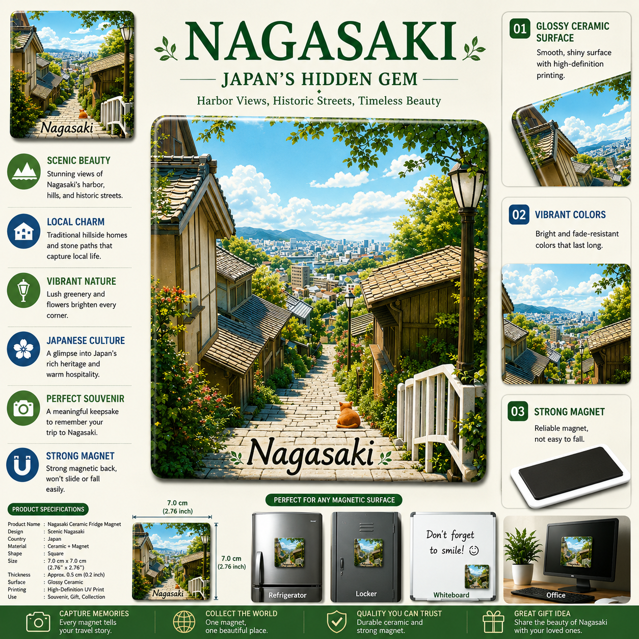 Nagasaki Ceramic Fridge Magnet