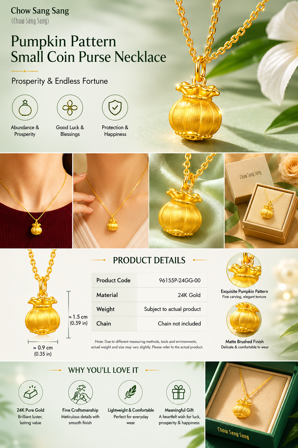 999 Pure Gold Fortune Money Bag Charm – Oriental Symbol of Abundance, Blessings & Meaningful Wealth
