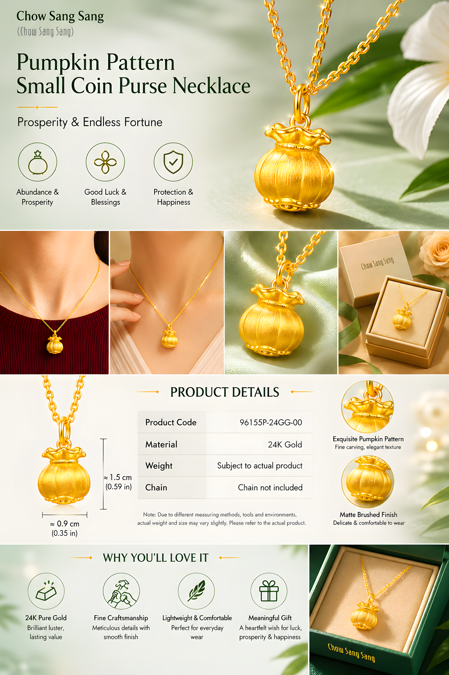999 Pure Gold Fortune Money Bag Charm – Oriental Symbol of Abundance, Blessings & Meaningful Wealth
