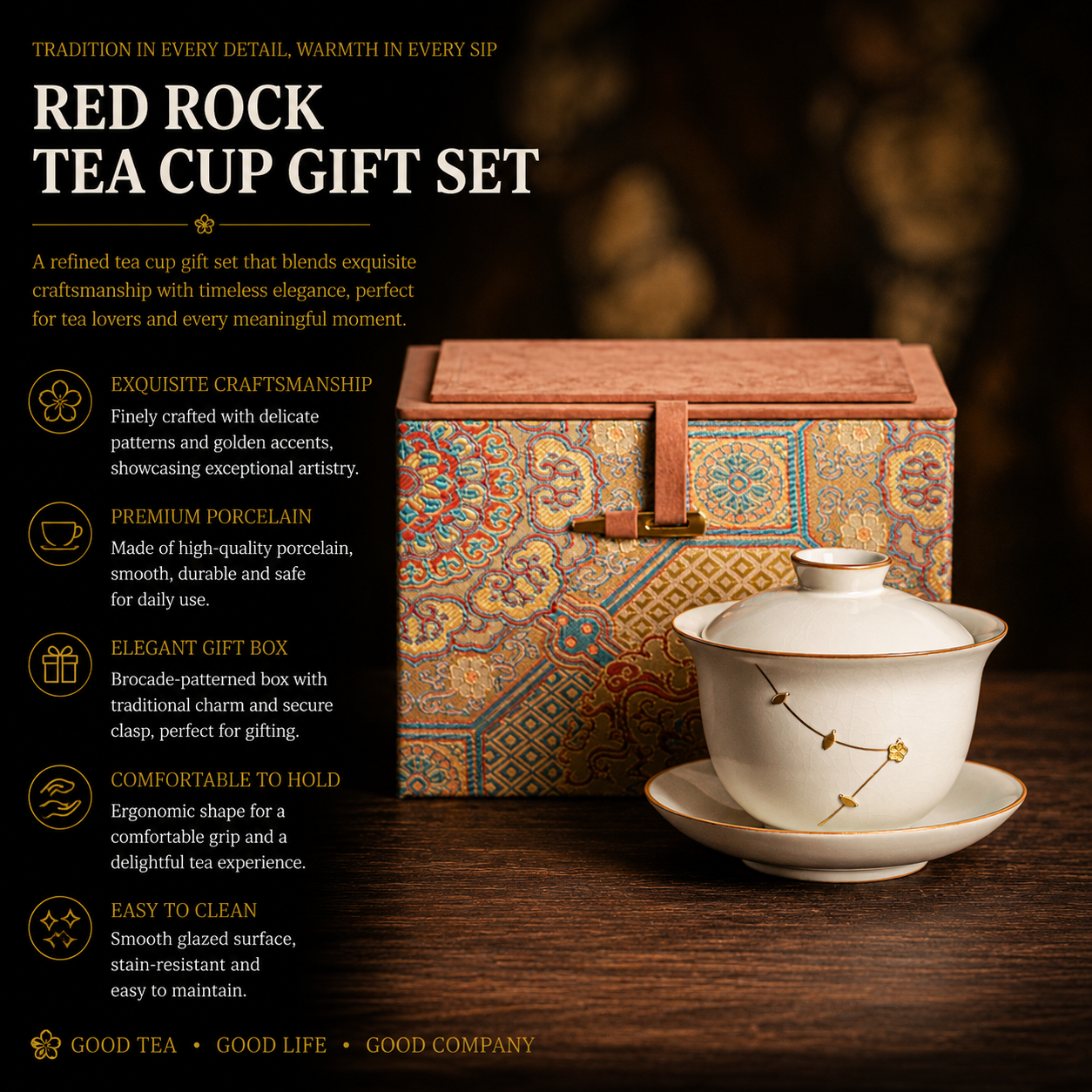 Plum Blossom Elegance Gaiwan Gift Set™ – Chinese Porcelain Tea Ceremony Gift Box
