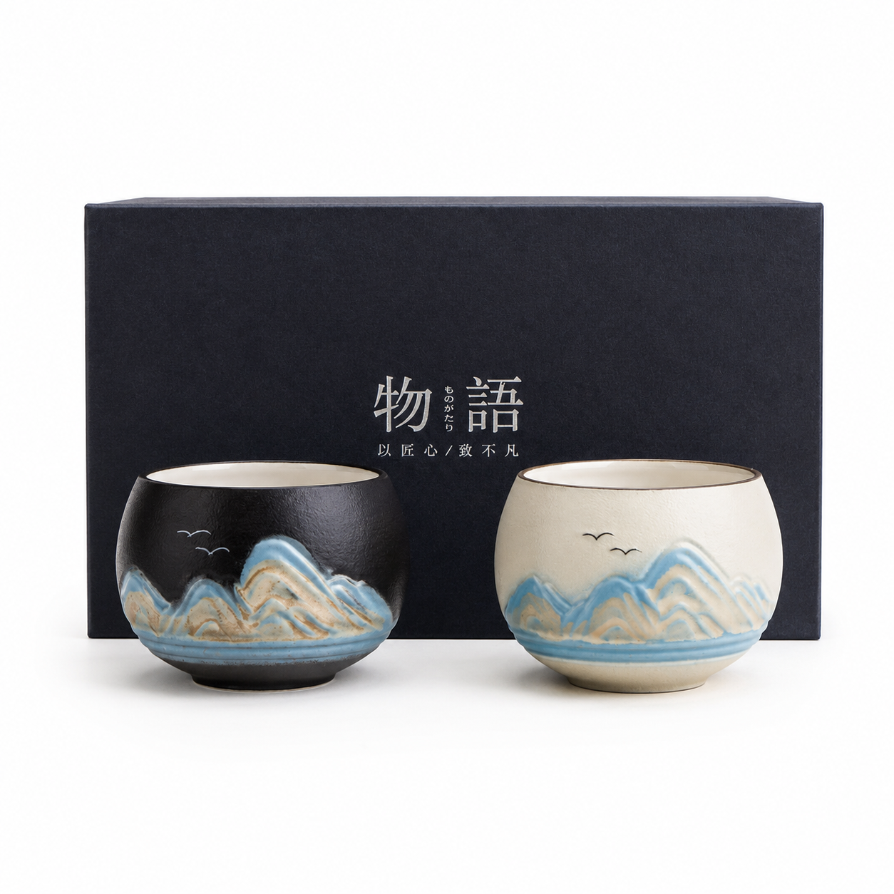 WUYU Ceramic Tea Cup Set | Premium Chinese Tea Cups Gift Box